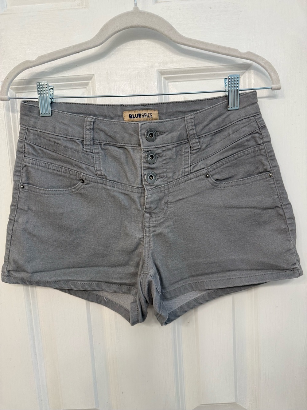 Blue Spice Gray High-Waist Button-Front Shorts Casual Size 7